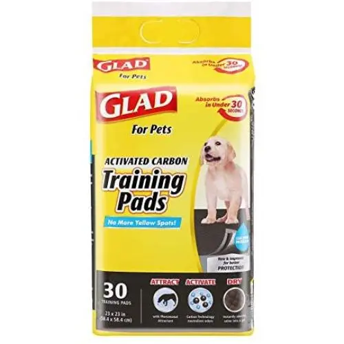 Glad for Pets Black Charcoal Puppy Pads | Puppy Potty Training Pads That ABSORB & NEUTRALIZE Urine Instantly | New & Improved Quality, 30 count Glad for Pets Black Charcoal Puppy Pads | Puppy Potty Training Pads That ABSORB & NEUTRALIZE Urine Instantly | New & Improved Quality, 30 count