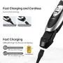 OMORC Dog Clippers, Low Noise Dogs Grooming Kit Rechargeable Cordless Dog Shaver Pet Clippers Professional Dog Hair Trimmer with 4 Comb Guides Scissors Nail Kits for Dogs Cats and Other Animals Silver