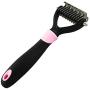 snailmon Double Sided Pet Dematting Rake Comb,6+11 Teeth,Professional Undercoat Rake Brush for Dogs & Cats, Blue/Pink (Pink)