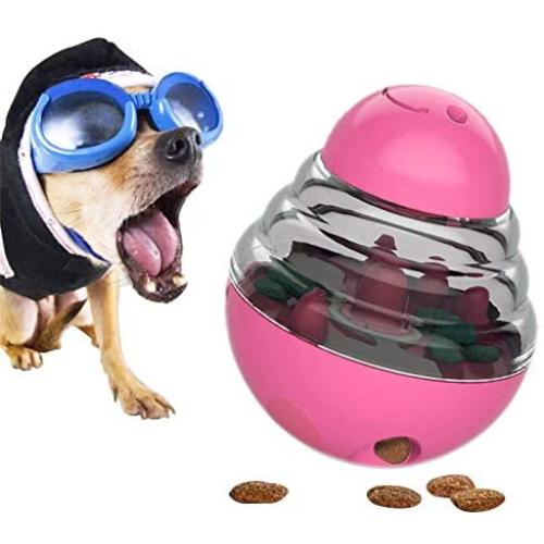 YUNDING Puzzle Tumbler Pet Feeder Easy to Use Pet Food Leaking Toy Anti-gulping Pet Slower Food Dispenser, for Cats and Dogs Universal Foraging Bowl(Color:Pink)