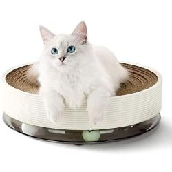 Cozinest Cat Scratcher Pad for Indoor Cats Scratching 3-in-1 Cat Toys Round Cat Scratcher Cardboard Bed for Large Cats and Kitten Scratching Post