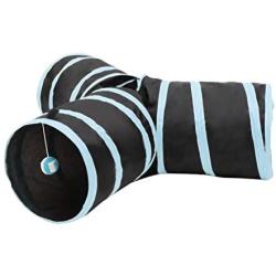 Chenyouwen Pet Toys Great Foldable 3 Exits Exercising Cat Tunnel with A Hanging Ball(Blue)