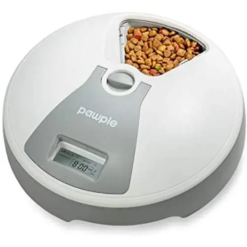 Pawple Automatic Pet Feeder, 6 Meal Food Dispenser for Dogs, Cats & Small Animals w/Programmable Digital Timer, Portion Control, Dishwasher-Safe Tray Feeds Wet or Dry Food - (Serves 3 Meals Per Day) Pawple Automatic Pet Feeder, 6 Meal Food Dispenser for Dogs, Cats & Small Animals w/Programmable Digital Timer, Portion Control, Dishwasher-Safe Tray Feeds Wet or Dry Food - (Serves 3 Meals Per Day)