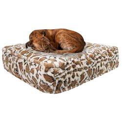 BESSIE AND BARNIE Giraffe Ultra Plush Faux Fur Luxury Durable Sicilian Rectangle Pet/Dog Bed