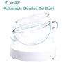 ELSPET Raised Cat Dog Bowl/Cat Dish/Elevated Cat Food Water Bowl, 0°/20° Tilted Transparent Raised Pet Feeding Bowl with Anti-Slip Base for Cat and Small Dog