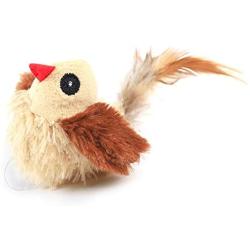 ocijf179 Pet Toy Feather Tail Simulation Bird Cat Electronic Sounding Toy Pets Biting Supplies - Birds