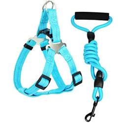 Hamour Dog Leash Set Adjustable Vest Harness with Padded Handle for Small Medium Large Dog Walking Running Training