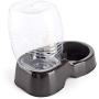 Flexzion Pet Water Dispenser Station, Black (1/4 Gallon) Auto Replenish Gravity Waterer Drinking Fountain Bottle Bowl Dish Portable Stand for Small Dog Cat Animal