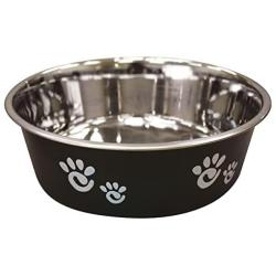Ethical Pet Barcelona Matte and Stainless Steel Pet Dish, 64-Ounce, Licorice (6104)