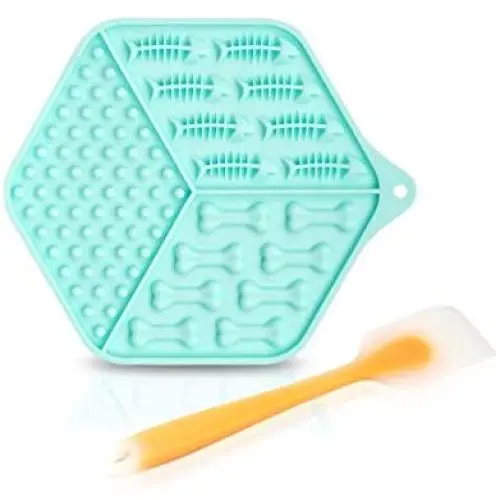 GAPZER Hexagon Dog Lick Mat, Dogs Slow Feeders Lick Pad for Anxiety Relief & Boredom Buster, Pet Training Licking Mat for Pumpkin, Treats, Yogurt GAPZER Hexagon Dog Lick Mat, Dogs Slow Feeders Lick Pad for Anxiety Relief & Boredom Buster, Pet Training Licking Mat for Pumpkin, Treats, Yogurt