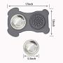 Slow Feeder Dog Bowls, Silicone Mat with 15 Strong Sucker Stainless Steel Bowl Non-Toxic Eco-Friendly Collapsible Removable Premuim Water Bowl for Small Cats Dogs and Pets Color Gray by Jell-Cell