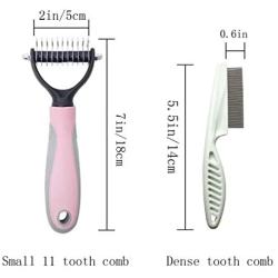 Sunglow Pet Grooming Tool ，Double Sided Shedding and Dematting Undercoat Rake Comb for Dogs and Cats ，and Comb for Flea