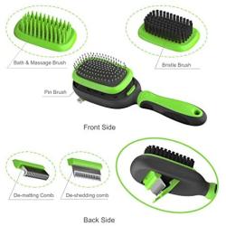 SpryPet 5-in-1 Pet Grooming Kit Dog Brush Cat Brush Dog Comb Cat Comb Pet Combing Set Pet Hair Remover with 5 Interchangeable Combs and Brushes for Large Medium and Small Dogs & Cats