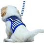 ROWAI Dog Cat Puppy Pet Harness Vest and Leash Set for Walking Navy Striped Sailor Anchor Style
