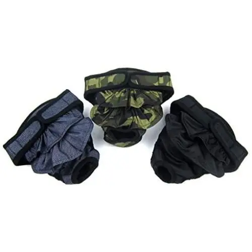 Alfie Pet - Maxine Diaper Dog Sanitary Pantie 3-Piece Set - Colors: Black, Camo and Denim, Size: Small