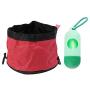 CLOVOCK Red Collapsible Dog Bowls with Dog Poop Bag Dispenser for Travel, Portable, and Light for Food and Water