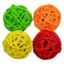 Barker Brands Inc. Wicker Rattan Cat Ball Jingle Toy Set of 4