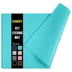 Senmipy Silicone Dog Food Mat - Waterproof Dog Bowl Mats for Food and Water Bowls, Raised Edges Non-Slip Cat Food Mat, BPA Free Pet Mats for Dog Bowls