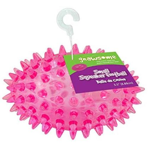 Gnawsome 3.5” Spiky Squeaker Football Dog Toy - Small, Cleans Teeth and Promotes Good Dental and Gum Health for Your Pet, Colors will vary