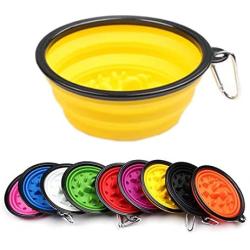 No/Brand 350ML/1000ML Folding Pets Slow Food Bowl,Silicone Pet Feeding Dish Toys Outdoor