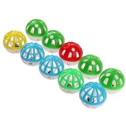 ttnight Pet Balls, Plastic Hollow Out Round Pet Cat Colorful Ball Toys with Small Bell, 10pcs