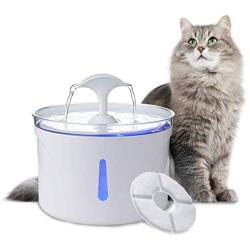 Hengu Cats Drinking Fountain, 2.5L Ultra Silent Water Fountain Dispenser for Cats, Kitten, Dogs, Pets with Night Light & Automatic Switch-Off Function (with 1 Packs of Carbon Filters)