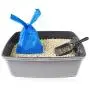 Doggie Walk Bags Kitty Waste Bags Cat Litter Bags with Easy Tie Handles, Extra Large and Leak Proof, Fits Large Sized Scoops, Blue Baby Powder Scented, 5 x 7 x 17 Inches