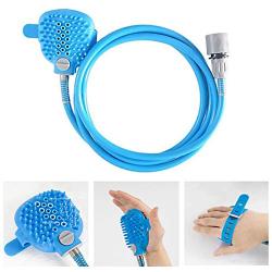 Dog Shower, Pet Bathing Tool, Pet Grooming Head Brush with Hose Attachment, with 3 Adapters, Suitable for Indoor and Outdoor or Garden