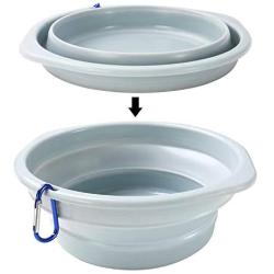 Silicone Pet Dog Bowl Dish with Carabiners,Portable Foldable Expandable Water Feeding Travel Bowl Cup Dish for Pet Dog Cat,Extra Large Size 2 Pack