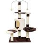 Famgizmo Cat Tree with Sisal Scratching Posts, 110cm Cat Climbing Tower with Cat Cave, Multi-Level Cat Kitten Activity Centre with Dangling Toy, Cat Condo, Cat Furniture, Fish Pattern, Brown/Beige