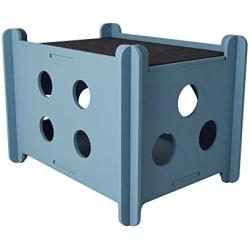mascopets Cat Bed and Cat Scratcher for Indoor Hand Painted 2 Level Design MDF and Polyester 22x15.7x16.5 Inches