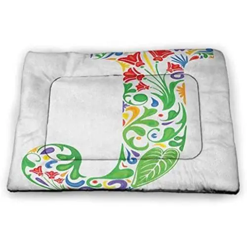 DayDayFun Letter I Pet Sleeping Mat Flower Pattern Portuguese Azulejo Art Color Scheme Mosaic Frame Design Waterproof and Machine Washable Blue Yellow Orange DayDayFun Letter I Pet Sleeping Mat Flower Pattern Portuguese Azulejo Art Color Scheme Mosaic Frame Design Waterproof and Machine Washable Blue Yellow Orange