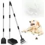 PETRIP Poop Scooper, 3 Pack Metal Long Handle Dog Poop Scoop Rake and Pan Set, Adjustable Stainless Pooper Scooper for Large Medium Small Dogs
