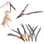 MOMU 5PCS Handmade Natural Feather Cat Toy Da Bird Refills Interactive Teaser Sticks