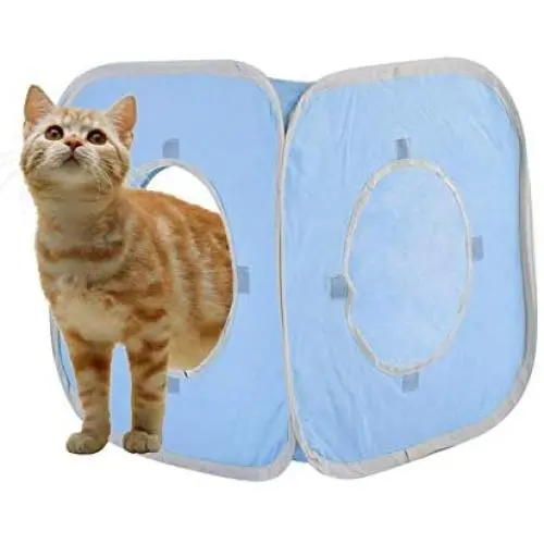 Lorcwhise Foldable Stitching Cat Toy - Collapsible Cat Cube Cat Bed Tunnel(404040cm/15.7515.7515.75in) Blue Lorcwhise Foldable Stitching Cat Toy - Collapsible Cat Cube Cat Bed Tunnel(404040cm/15.7515.7515.75in) Blue