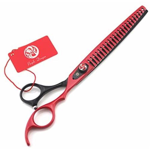 Purple Dragon 8.0 inch Professional Pet Grooming Scissors - Dog Chunker Shears - Adult Animal Thinning Hair Shears for Pet Groomer or Family DIY