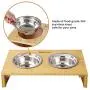 FEANDREA Raised Bowls, Bamboo Elevated Bowl Stand, 15° Tilt, Anti-Slip Design, with 2 Removable Stainless Steel Bowls, 3.9 Inches, for Small Dog, Cat, Natural UPRB001N01 FEANDREA Raised Bowls, Bamboo Elevated Bowl Stand, 15° Tilt, Anti-Slip Design, with 2 Removable Stainless Steel Bowls, 3.9 Inches, for Small Dog, Cat, Natural UPRB001N01
