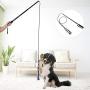 HEEPDD Dog Teaser Wand Toy, Pet Cat Three-Section Retractable Training Wand Stick with Two Cotton Rope Cats Scratching Chasing Playthings for Cats Dogs Puppy Kitty Kitten Novelty Gift