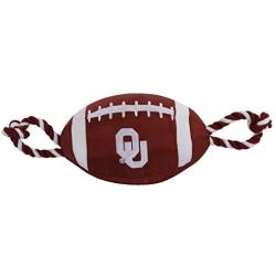 Pets First NCAA Oklahoma Sooners Football Dog Toy, Tough Quality Nylon Materials, Strong Pull Ropes, Inner Squeaker, Collegiate Team Color