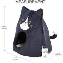 All Fur You Cat Face Cat Cave Bed, Cat House for Indoor Cats, Cubby Cat Hideaway Dome Bed Cat Tent Pod Igloo Pet Cave Cat Home Pet Cubes Felt Warm Cozy Caves Cat Hut Covered Beds Puppy Houses