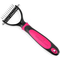 Pet Grooming Tool - 2 Sided Undercoat Rake for Cats & Dogs - Safe Dematting Comb for Easy Mats & Tangles Removing - No More Nasty Shedding and Flying Hair