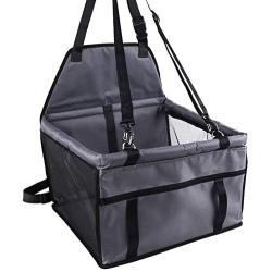 Pet Car Booster Seat For Dog Cat Portable And Breathable Bag With Seat Belt Dog Carrier Safety Stable For Travel Look Out,With Clip On Leash And Storage Pockage (Grey)