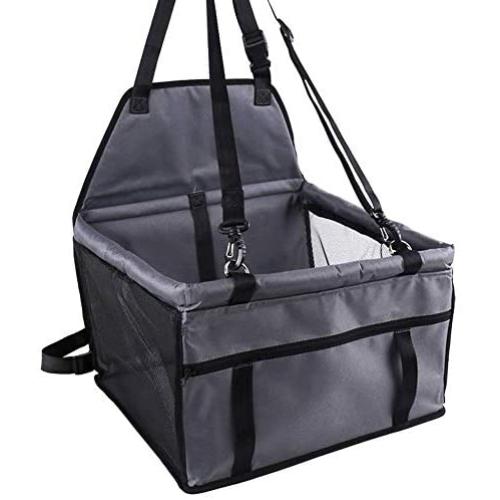 Pet Car Booster Seat For Dog Cat Portable And Breathable Bag With Seat Belt Dog Carrier Safety Stable For Travel Look Out,With Clip On Leash And Storage Pockage (Grey)