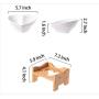 ikjuh Ceramic Cat Bowl with Wood Stand Pet Bowl Heart Shaped Easy Clean 15°Raised Spine Protection Skid Resistance