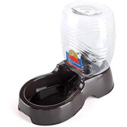 Flexzion Pet Water Dispenser Station, Black (3/8 Gallon) Auto Replenish Gravity Waterer Drinking Fountain Bottle Bowl Dish Portable Stand for Small Dog Cat Animal