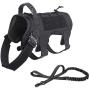 RubRab Tactical Dog Harness Vest Medium with Handle Pulling, Military Working Dog Molle Vest with Free Bungee Dog Leash