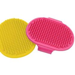 POLARHAWK 2pcs Pet Grooming Brushes, Rubber Dogs Cat Washing Brushes Pet Shampoo Brush Smoothing Massage Comb with Adjustable Ring Handle