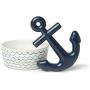 Waggo Sketched Wave Ceramic Dog Bowl Blue/White Durable Dog Food and Water Pet Dish