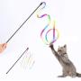 UUME Cute Rainbow Playing Kitten Scratching Training Cat Toy Interactive Stick Tease Cat Rod Pet Supplies(5 Pcs)