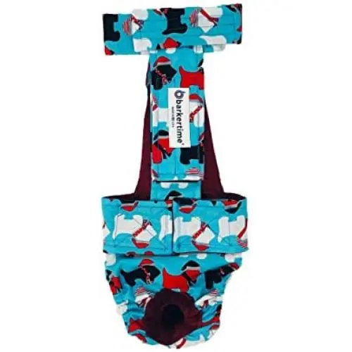 Barkertime Dog Diaper Overall - Made in USA - Holiday Doggie Escape-Proof Washable Dog Diaper Overall, M, Without Tail Hole for Dog Incontinence, Marking, Housetraining and Females in Heat Barkertime Dog Diaper Overall - Made in USA - Holiday Doggie Escape-Proof Washable Dog Diaper Overall, M, Without Tail Hole for Dog Incontinence, Marking, Housetraining and Females in Heat